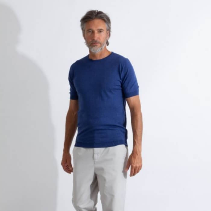 Image of Cbelden Anglo Indian Gauze Mens T-Shirt by John Smedley, designed, produced or made in the UK. Buying this product supports a UK business, jobs and the local community.