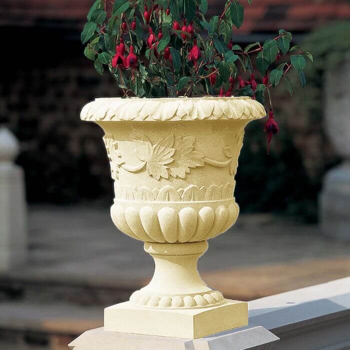 Image of Vine Urn by Haddonstone, designed, produced or made in the UK. Buying this product supports a UK business, jobs and the local community.