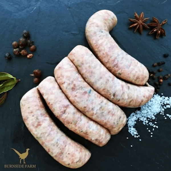 Image of Pork & Leek Sausages made in the UK by Burnside Farm Foods. Buying this product supports a UK business, jobs and the local community