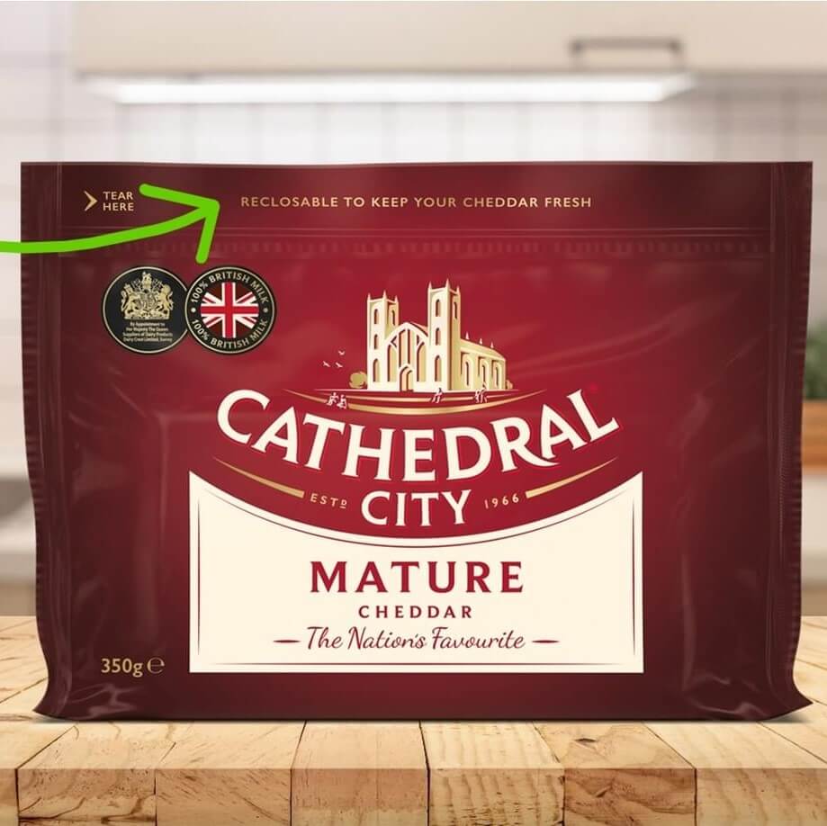 Image of Mature Cheddar Cheese made in the UK by Cathedral City. Buying this product supports a UK business, jobs and the local community