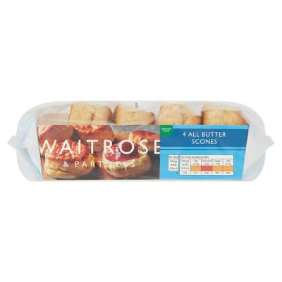 Image of 4 All Butter Scones made in the UK by Waitrose. Buying this product supports a UK business, jobs and the local community