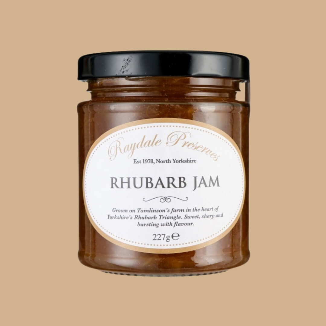 Image of Rhubarb Jam made in the UK by Raydale Preserves. Buying this product supports a UK business, jobs and the local community
