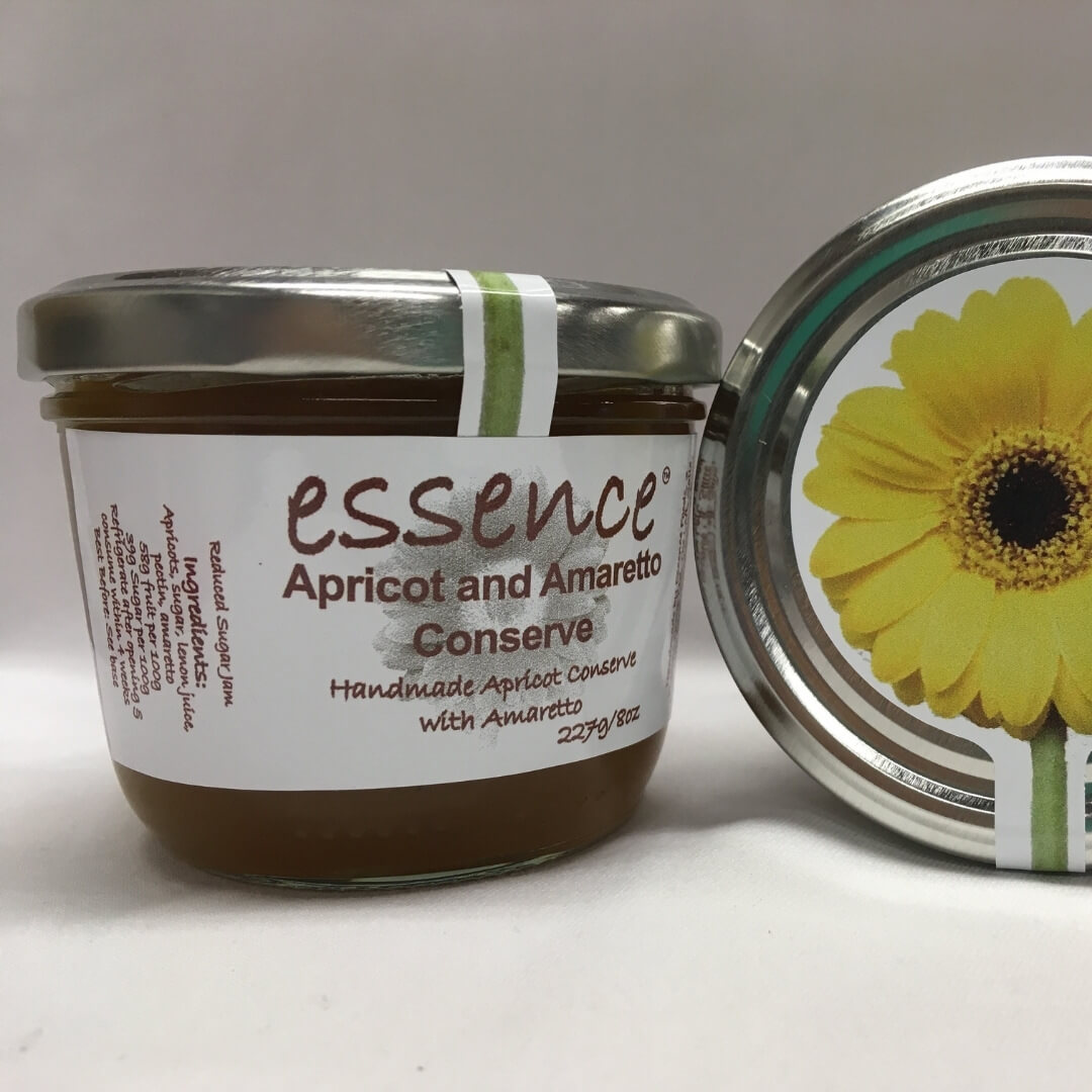 Image of Apricot Amaretto Conserve by Essence Foods, designed, produced or made in the UK. Buying this product supports a UK business, jobs and the local community.