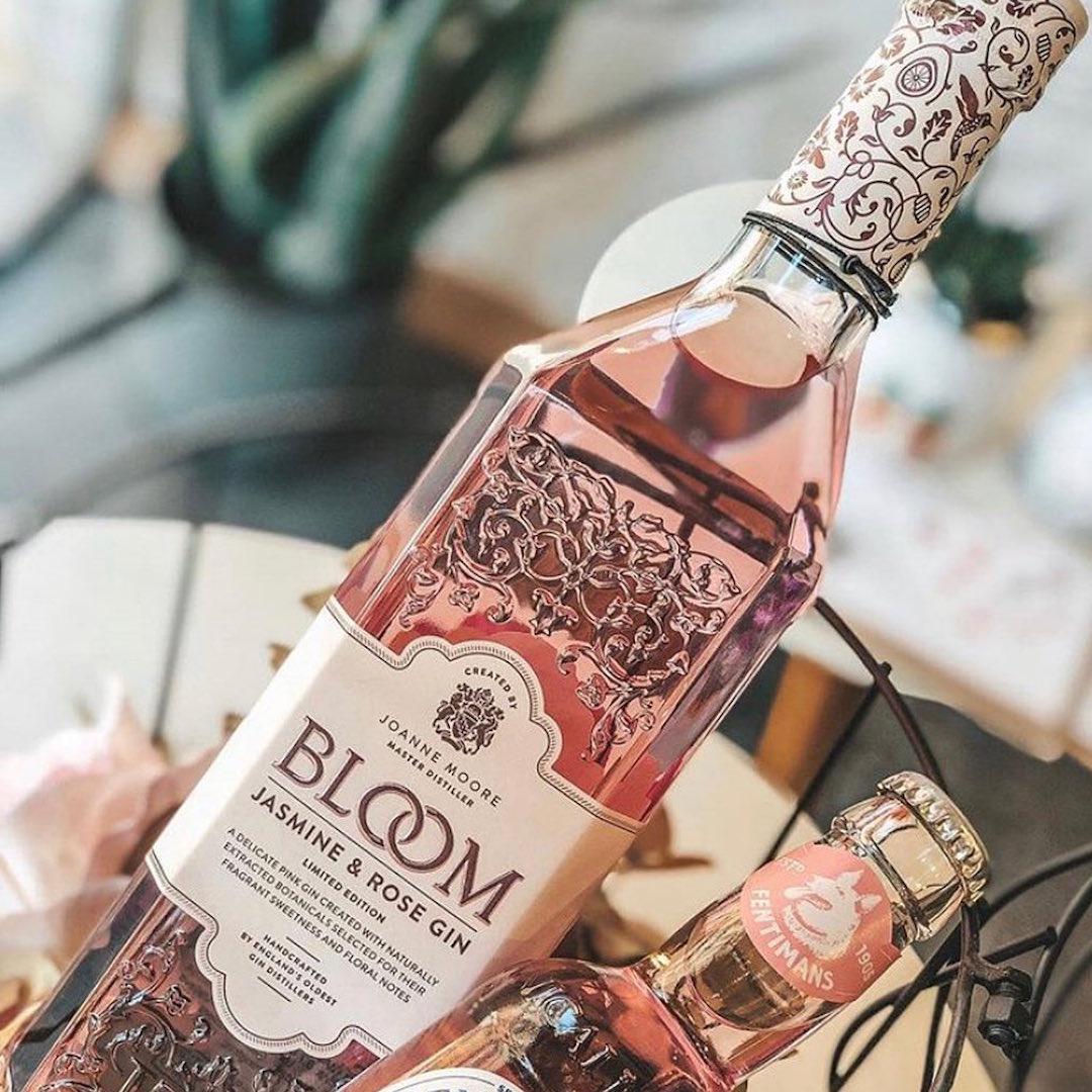 Image of Jasmine and Rose Gin made in the UK by Bloom Gin. Buying this product supports a UK business, jobs and the local community