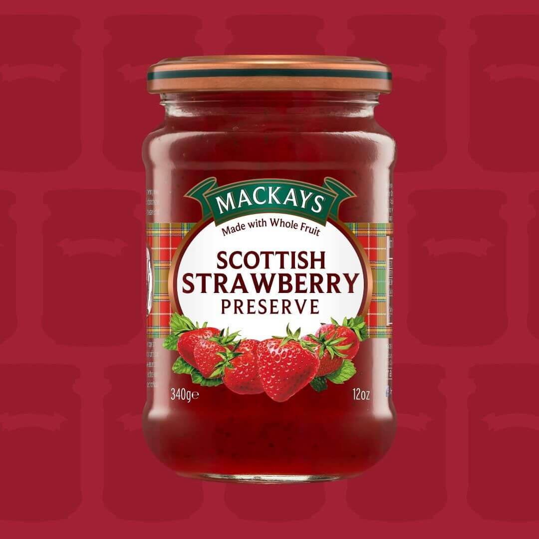 Image of Scottish Strawberry Preserve by Mackays, designed, produced or made in the UK. Buying this product supports a UK business, jobs and the local community.