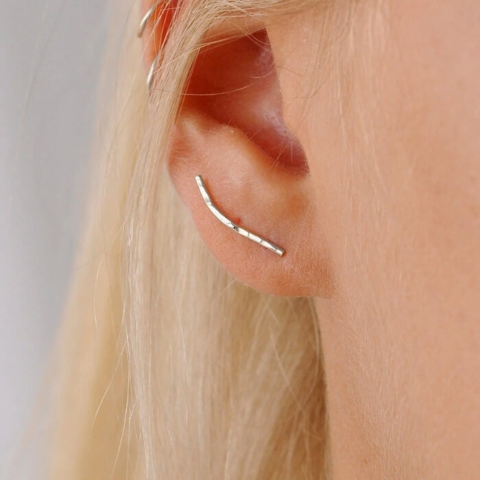 Image of Silver Hammered Ear Crawlers by Wild Fawn Jewellery, designed, produced or made in the UK. Buying this product supports a UK business, jobs and the local community.