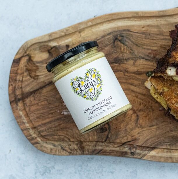 Image of Lucy's Lemon Mustard Mayonnaise made in the UK by Lucy's Dressings. Buying this product supports a UK business, jobs and the local community