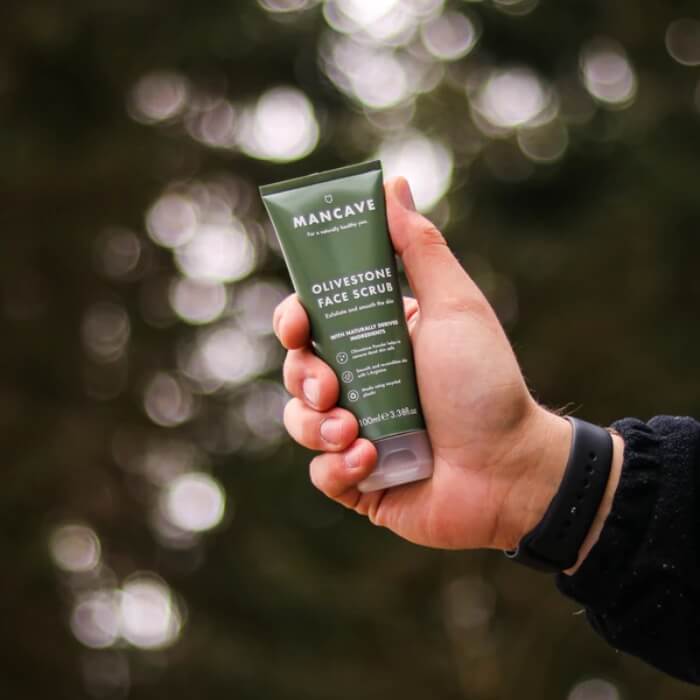 Image of Olivestone Face Scrub by Man Cave, designed, produced or made in the UK. Buying this product supports a UK business, jobs and the local community.