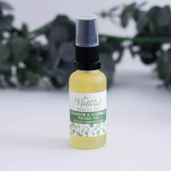 Image of Geranium & Rosemary Facial Oil by The Natural Beauty Pot, designed, produced or made in the UK. Buying this product supports a UK business, jobs and the local community.