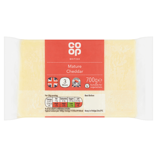 Image of British Cheddar made in the UK by Co-op. Buying this product supports a UK business, jobs and the local community
