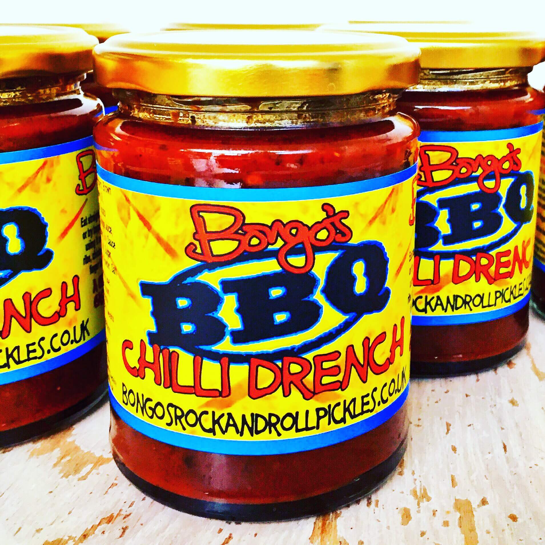 Image of Bongo's BBQ Chilli Drench by Bongo's Rock and Roll Pickles, designed, produced or made in the UK. Buying this product supports a UK business, jobs and the local community.