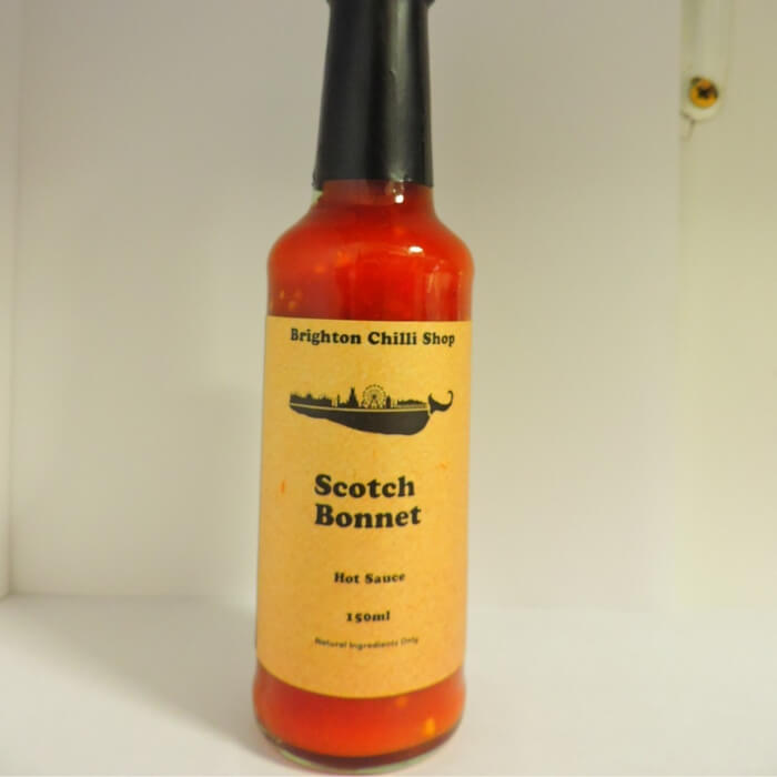 Image of Brighton Chilli Shop Scotch Bonnet Hot Sauce, designed, produced or made in the UK. Buying this product supports a UK business, jobs and the local community.