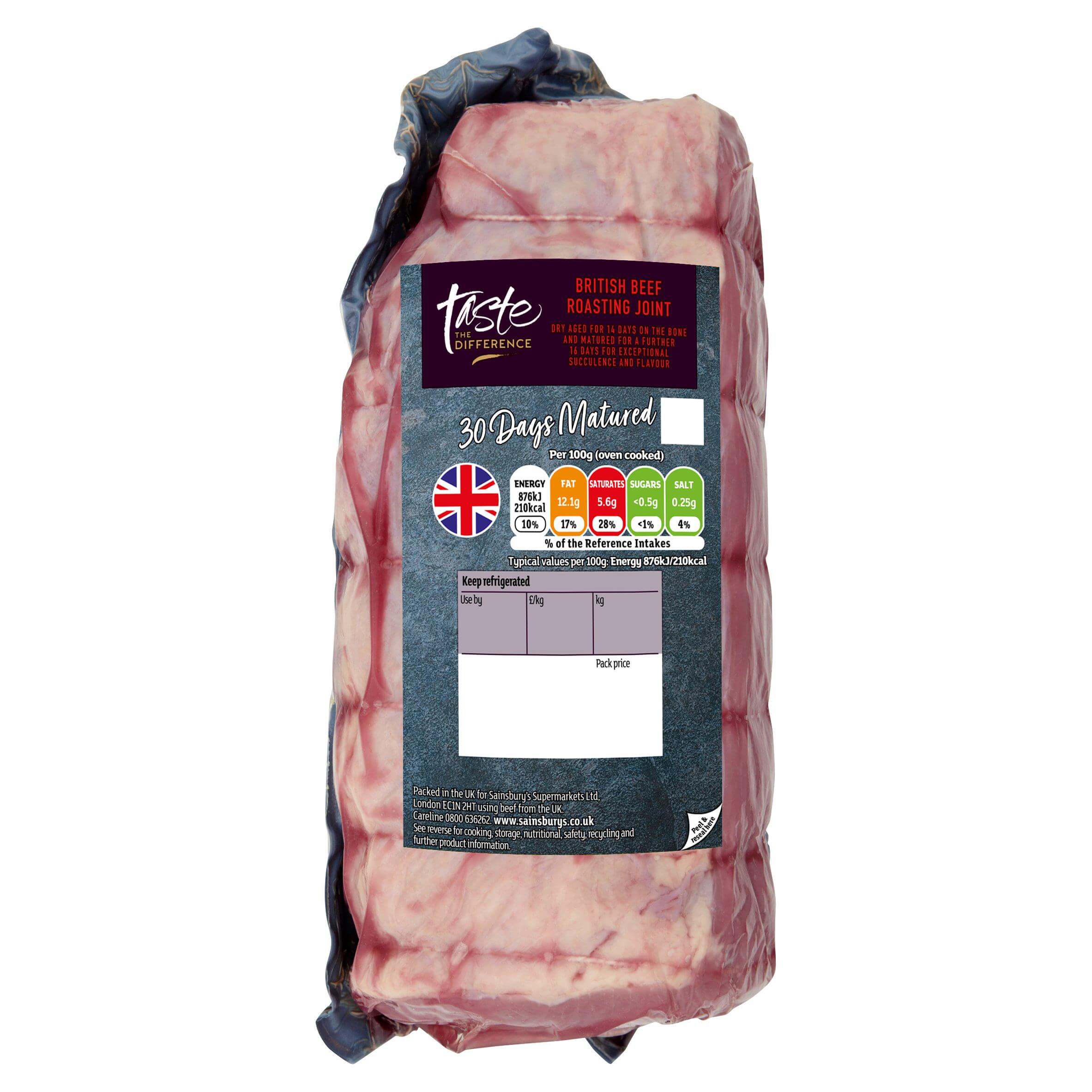 Image of 30 Days Matured British Beef Roasting Joint by Sainsbury's, designed, produced or made in the UK. Buying this product supports a UK business, jobs and the local community.