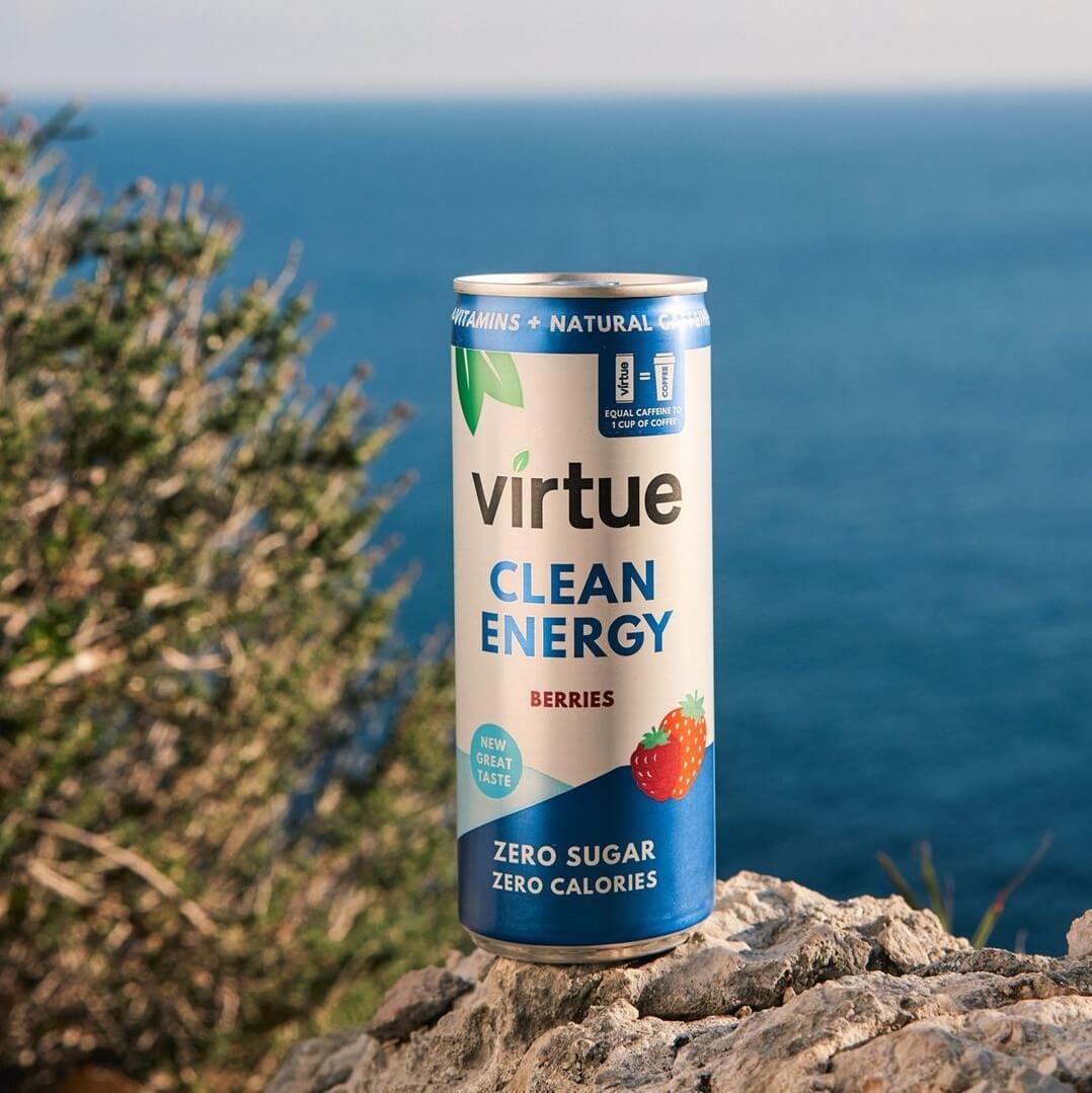 Image of Virtue Clean Energy by Virtue Drinks, designed, produced or made in the UK. Buying this product supports a UK business, jobs and the local community.