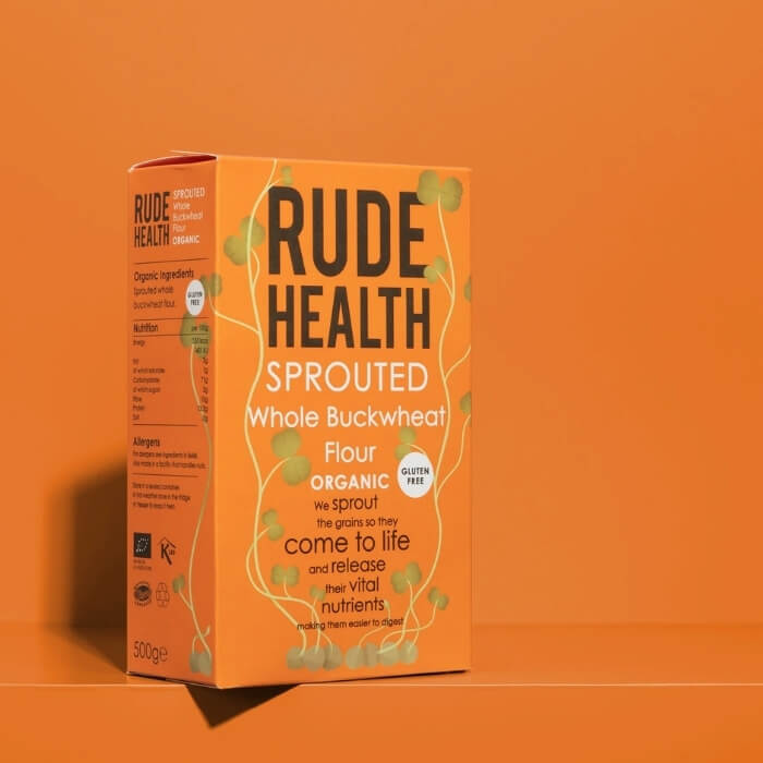 Image of Sprouted Whole Buckwheat Flour by Rude Health, designed, produced or made in the UK. Buying this product supports a UK business, jobs and the local community.