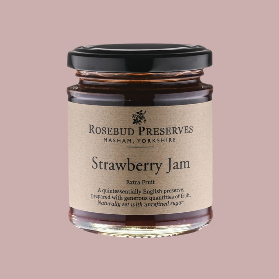 Image of Strawberry Jam made in the UK by Rosebud Preserves. Buying this product supports a UK business, jobs and the local community