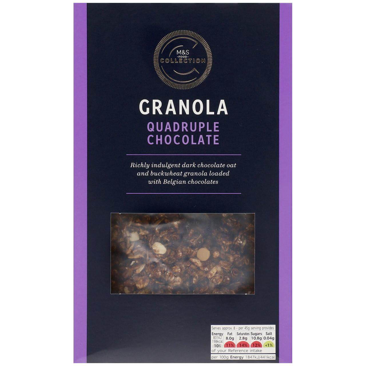 Image of M&S Quadruple Chocolate Granola made in the UK by Marks & Spencer Food. Buying this product supports a UK business, jobs and the local community