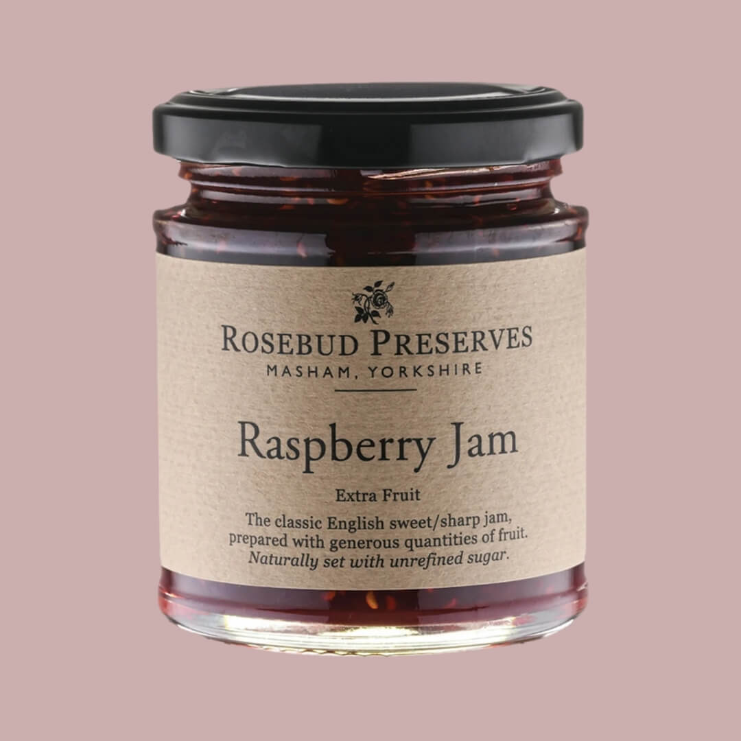 Image of Raspberry Jam made in the UK by Rosebud Preserves. Buying this product supports a UK business, jobs and the local community