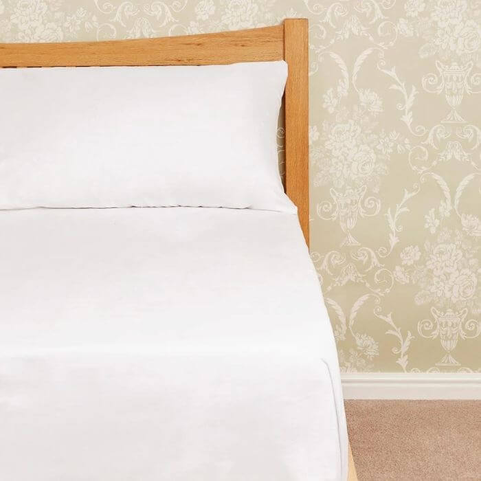 Image of Eco Organic Flat Sheet White made in the UK by Mitre Linen. Buying this product supports a UK business, jobs and the local community