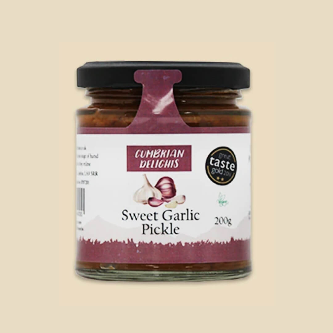 Image of Sweet Garlic Pickle made in the UK by Cumbrian Delights. Buying this product supports a UK business, jobs and the local community