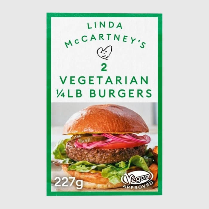 Image of 2 Vegetarian Quarter Pounders made in the UK by Linda McCartney Foods. Buying this product supports a UK business, jobs and the local community