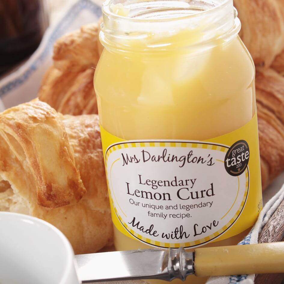 Image of Legendary Lemon Curd made in the UK by Mrs Darlington's. Buying this product supports a UK business, jobs and the local community