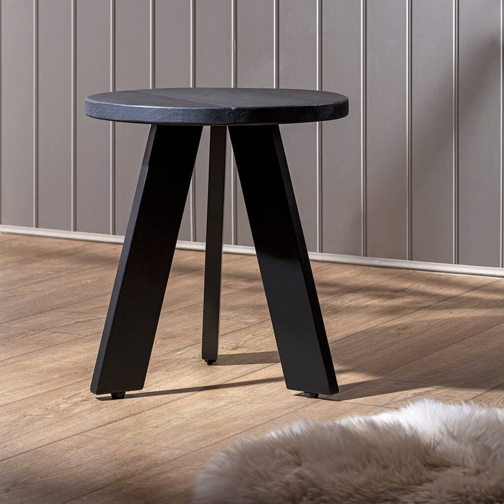 Image of Hunter Round Dining Stool made in the UK by Funky Chunky Furniture. Buying this product supports a UK business, jobs and the local community