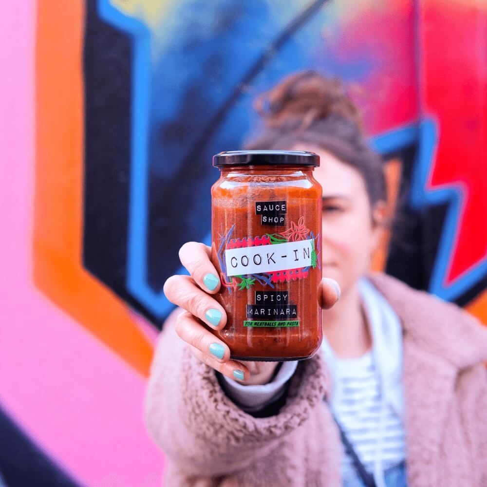 Image of Spicy Marinara Simmer-Sauce made in the UK by Sauce Shop. Buying this product supports a UK business, jobs and the local community