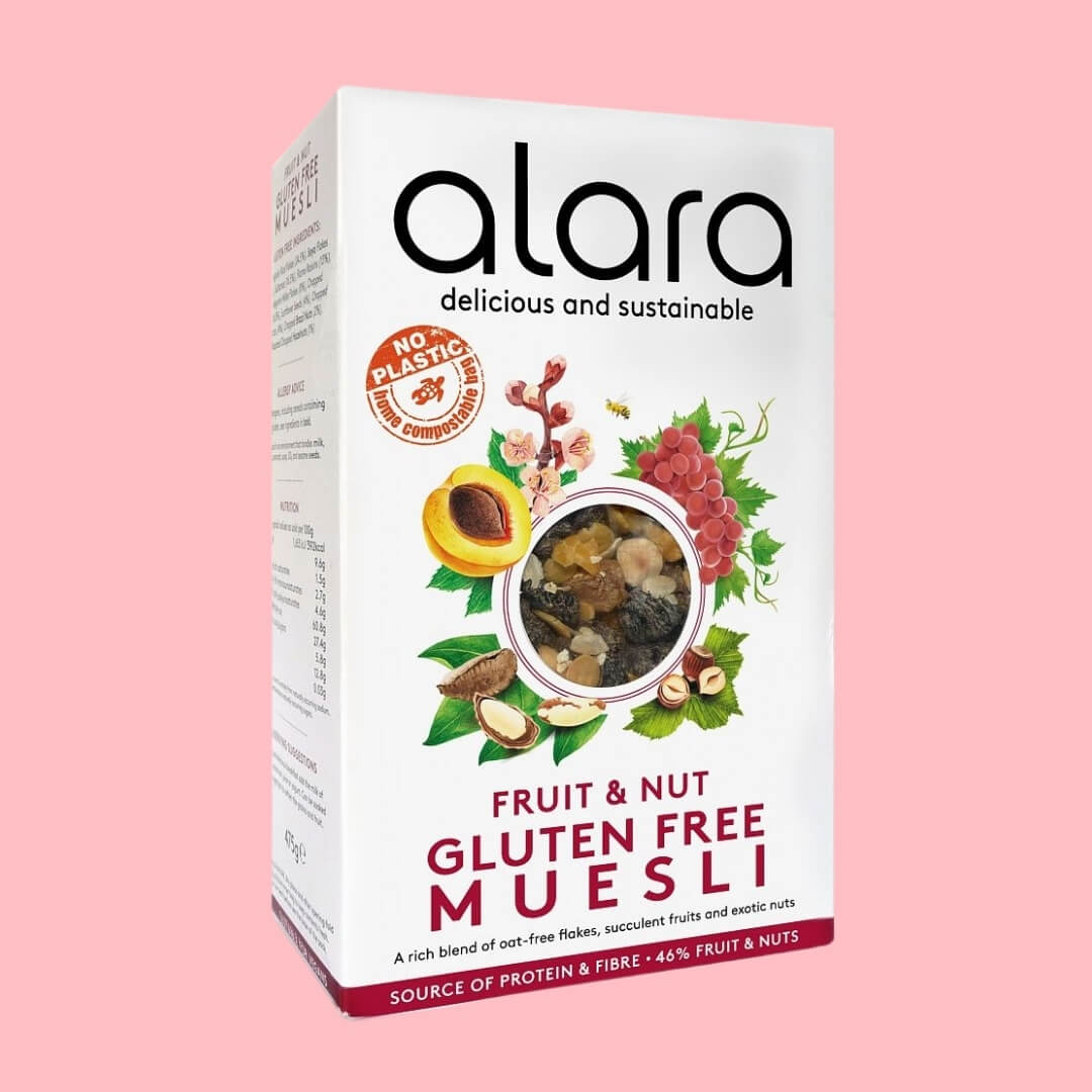 Image of Fruit & Nut Gluten Free Muesli | 6x475g made in the UK by alara. Buying this product supports a UK business, jobs and the local community