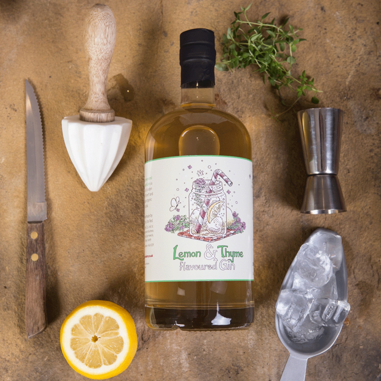 Image of Lemon & Thyme Gin made in the UK by The Little Red Berry Co.. Buying this product supports a UK business, jobs and the local community