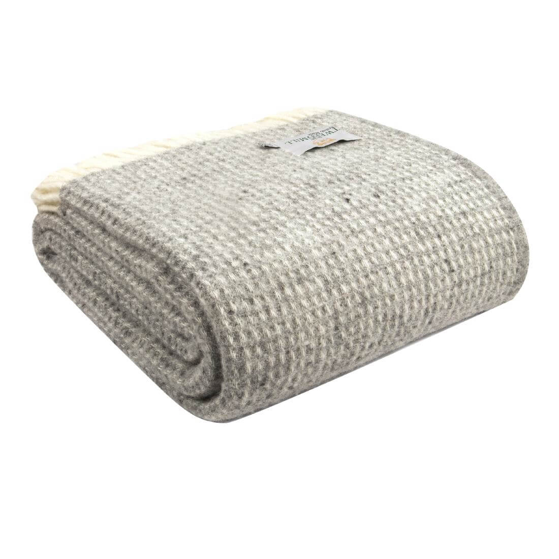 Image of Cwtch Throw Pure New Wool Grey made in the UK by Mitre Linen. Buying this product supports a UK business, jobs and the local community