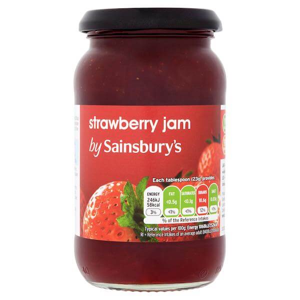 Image of Sainsburys Strawberry Jam made in the UK by Sainsbury's. Buying this product supports a UK business, jobs and the local community