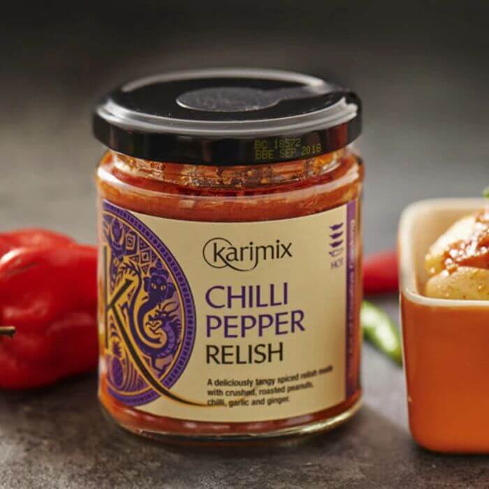 Image of Chilli Pepper Relish made in the UK by Karimix. Buying this product supports a UK business, jobs and the local community