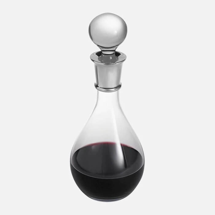 Image of Sterling Silver Plain Crystal Wine Decanter made in the UK by Carrs Silver. Buying this product supports a UK business, jobs and the local community