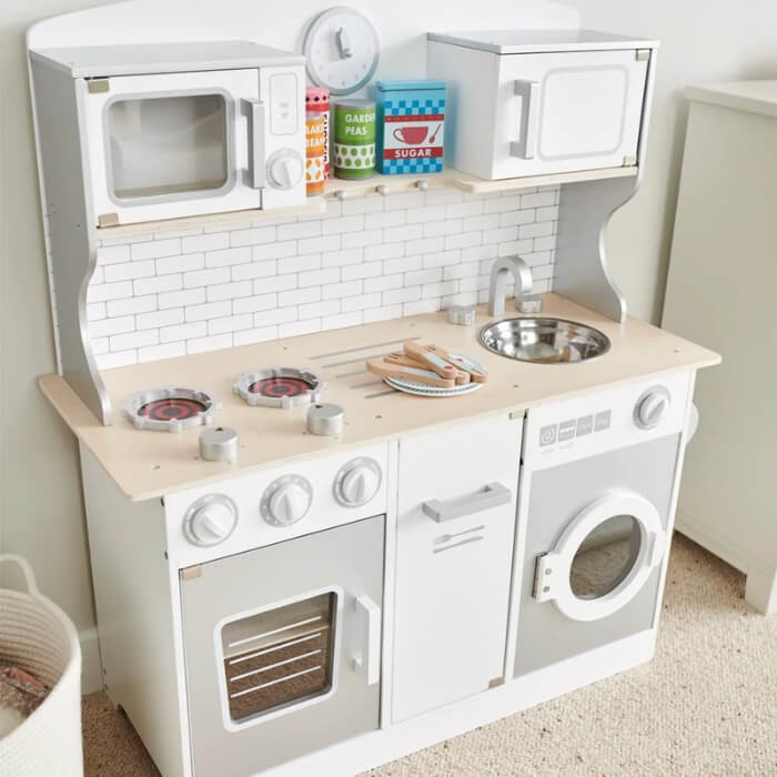 Image of Marshmallow Play Kitchen by Great Little Trading Co., designed, produced or made in the UK. Buying this product supports a UK business, jobs and the local community.