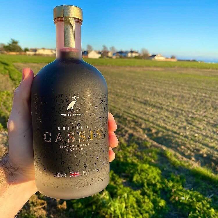 Image of British Cassis Blackcurrant Liqueur made in the UK by White Heron. Buying this product supports a UK business, jobs and the local community