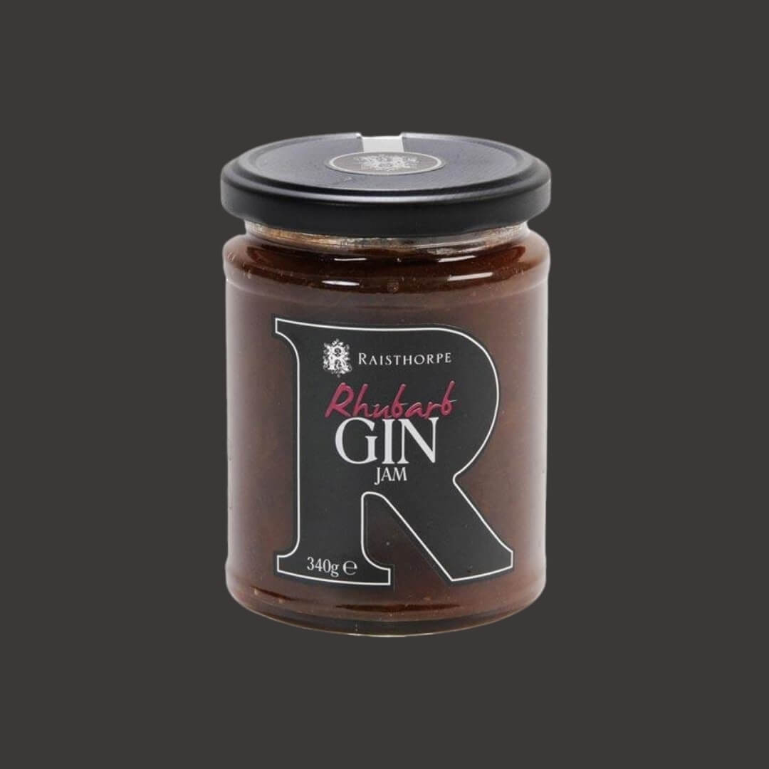 Image of Rhubarb Gin Jam made in the UK by Raisthorpe Manor. Buying this product supports a UK business, jobs and the local community