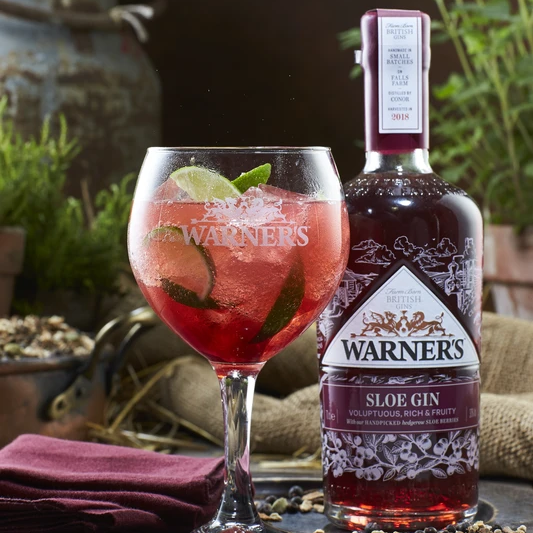 Image of Warner Edwards Harrington Sloe Gin made in the UK by Warner's Distillery. Buying this product supports a UK business, jobs and the local community