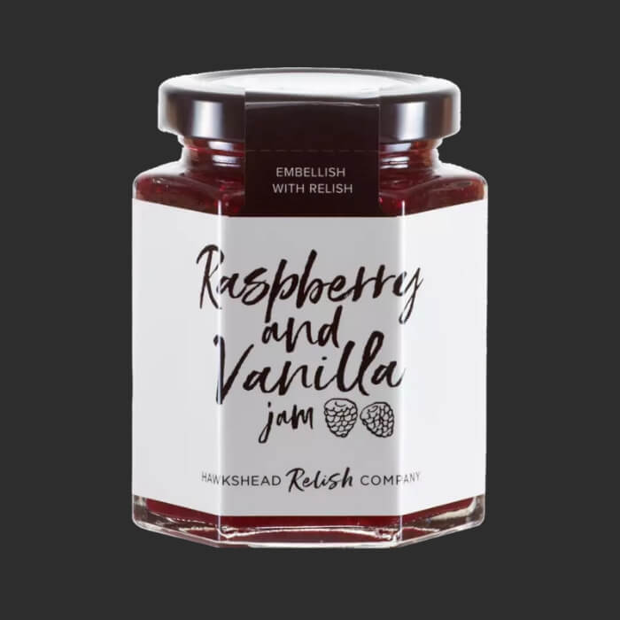 Image of Raspberry & Vanilla Jam made in the UK by Hawkshead Relish Company. Buying this product supports a UK business, jobs and the local community