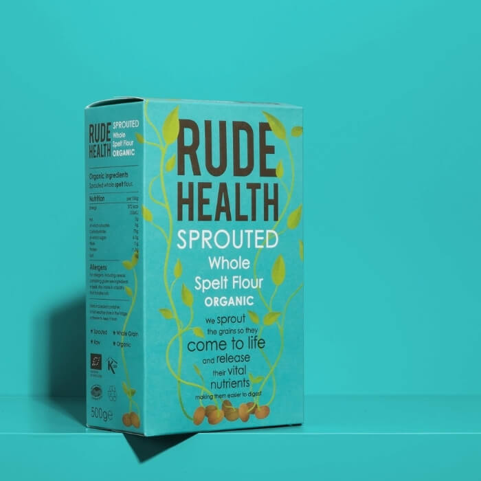 Image of Sprouted Whole Spelt Flour by Rude Health, designed, produced or made in the UK. Buying this product supports a UK business, jobs and the local community.