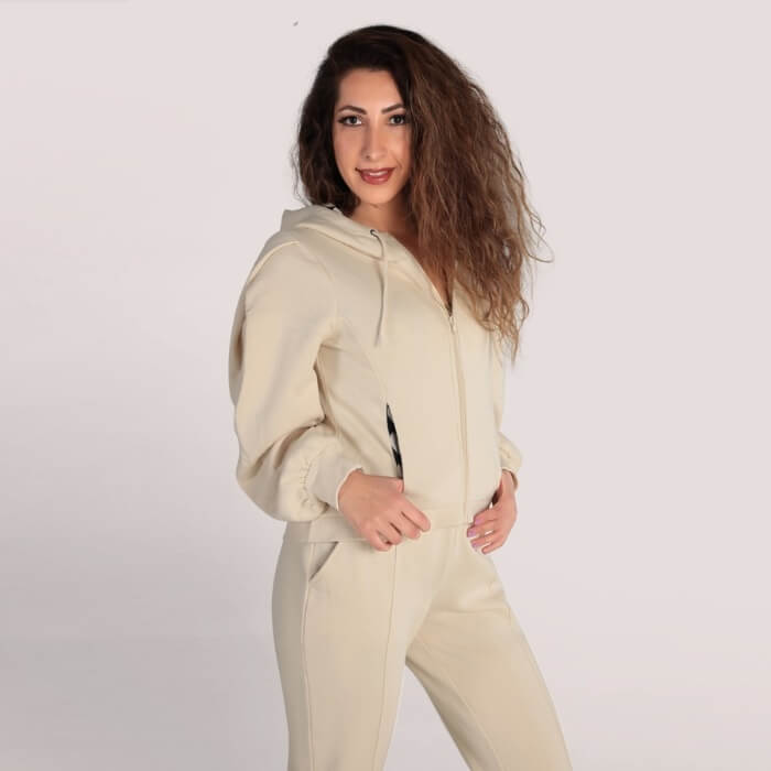 Image of Ivory Zip Up With Hood by Closet London, designed, produced or made in the UK. Buying this product supports a UK business, jobs and the local community.