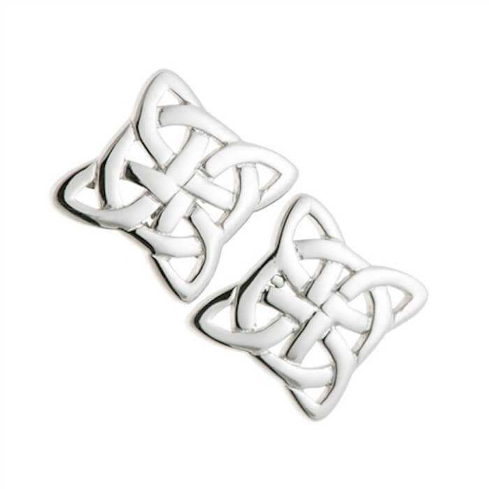 Image of Galway Crystal Jewellery Celtic Knot Sterling Silver Earrings made in the UK by Belleek. Buying this product supports a UK business, jobs and the local community